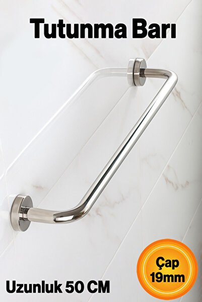 Badem10 Tutunma Barı 19 Çap 50 cm Paslanmaz Metal Krom Duvar Tipi Banyo ve WC...