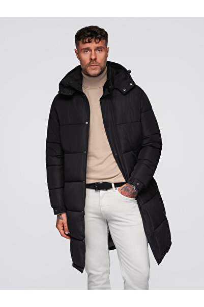 OMBRE Pánská zimní parka s kapucí - černá V1 OM-JALJ-0309