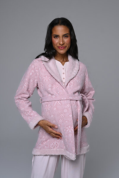 Marilyn Club Thick Morning Gown Maternity-Pregnant Pajama Set 3-Piece Set