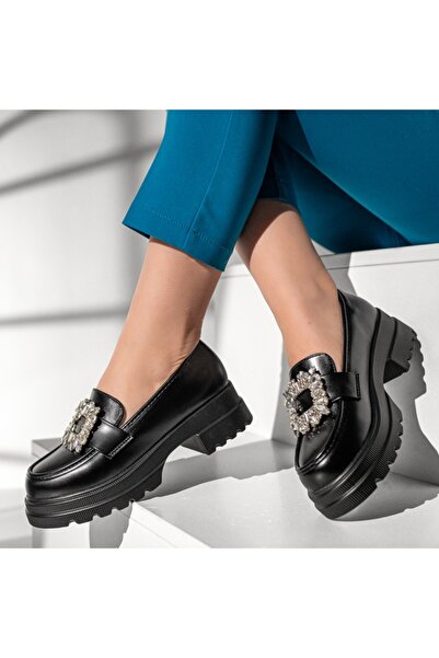 Modlet.ro Women's black casual shoes with decorative accessory MOD09976