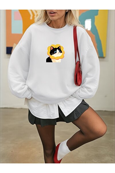 Wish BF Unisex Ανδρικό/Γυναικείο φούτερ Daisy Cat Colorful Special με τύπωμα ...