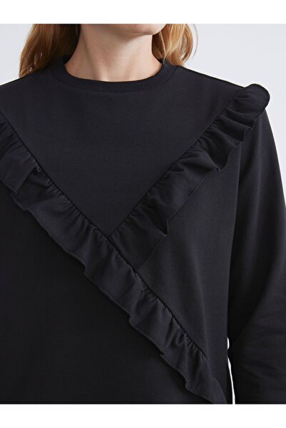 LC Waikiki Lcw Eco Crew Neck Ruffled Women's Sweatshirt Tunic