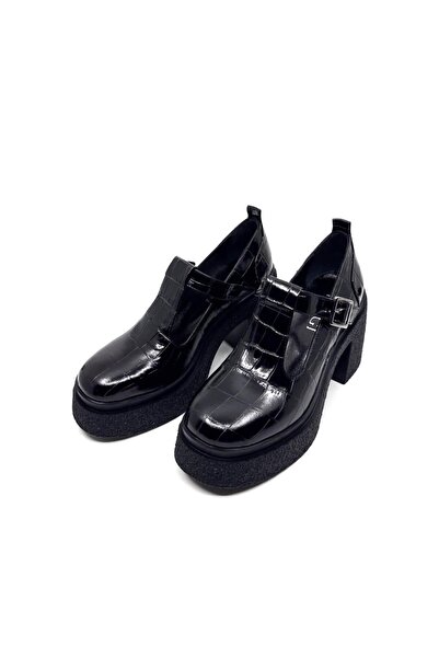 Favgi Fvg 1168 Siyah Kroko Deri Kadın Günlük Ayakkabı