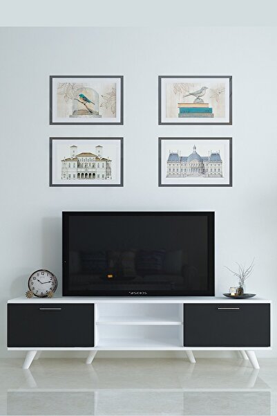 ANALİTİK MOBİLYA İstanbul Tv Ünitesi Beyaz Siyah