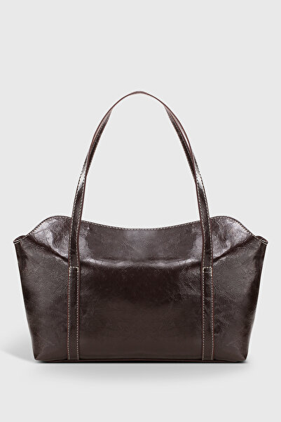 Housebags Rugan Kahverengi Kapaklı Bowling Omuz Çantası 270