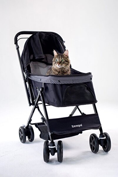 Zampa Nova BL08B Siyah Kedi Köpek Arabası - Katlanabilir, Çelik Gövdeli, 20 K...