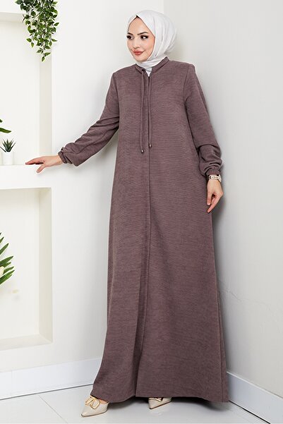 Bestenur Chenille Hidden Zipper Ferace 1628 - Ανοιχτό καφέ