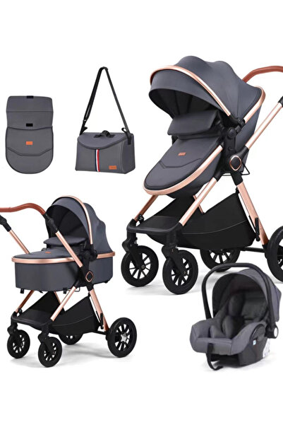 L-Sun Carucior, 3 in 1, cu suspensii duble si landou reversibil, Element sustinere dublu, 0 luni - 3 an