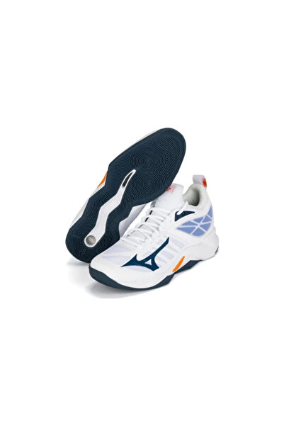 MIZUNO Wave Dimension Unisex Volleyball Shoes White / Navy Blue