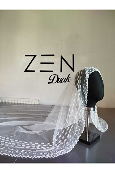 ZEN DUVAK طرحة زفاف مطرزة بلون أبيض فاتح موديل كاشناك