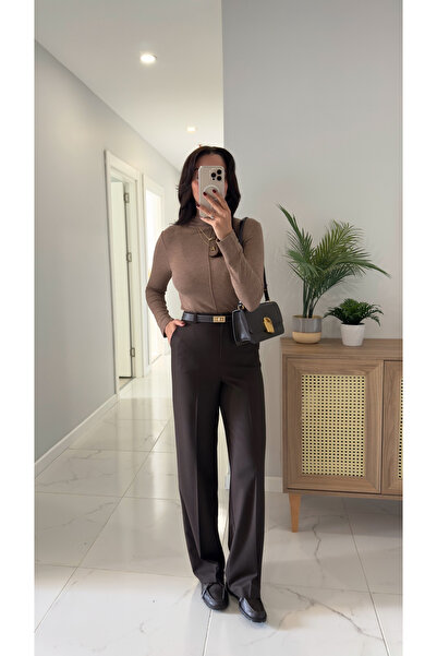 BİRCANÇİL Olya Kahve Palazzo Pantolon