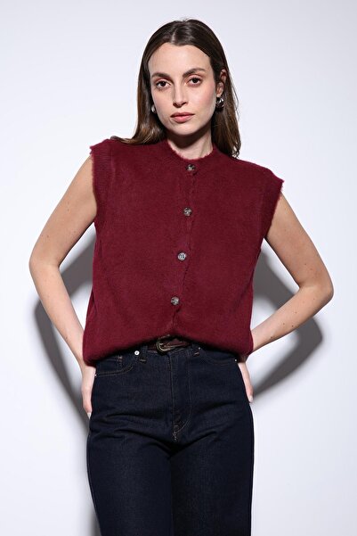 Antioch Burgundy Textured Women's Knit Vest