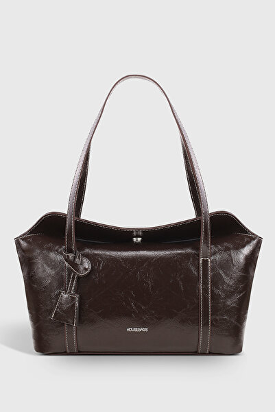 Housebags Rugan Kahverengi Kapaklı Bowling Omuz Çantası 270