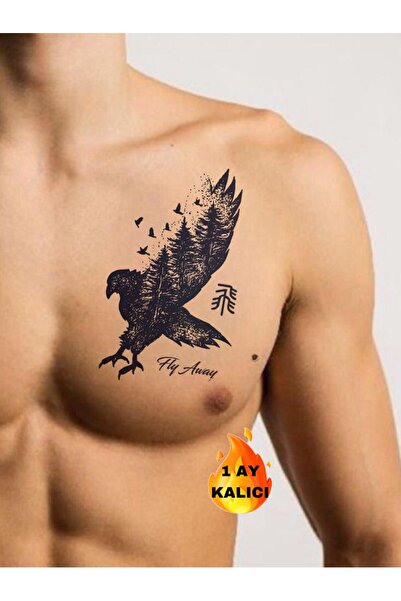 Mecit Tuhafiye 1 AY KALICI KARGA KUŞLAR YAZI VUCUT İÇİN GEÇİCİ DÖVME