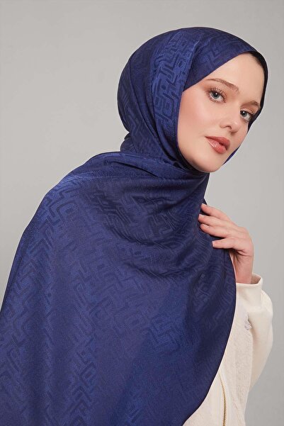 Levidor Lacivert Kiril Desen Jakarlı Janjan Şal