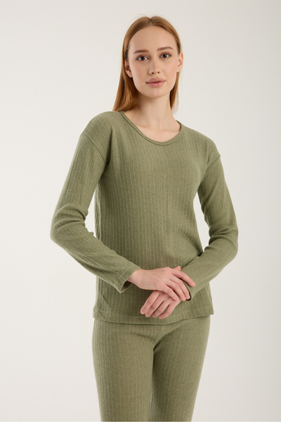 Esbersi Set de pijamale din bumbac cu mâneci lungi pentru femei, confortabil, elegant și cu textura moale