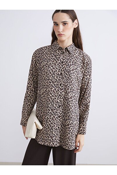 LC Waikiki Lcw Modest Modal Blend Leopard Print Women's Shirt Tunic