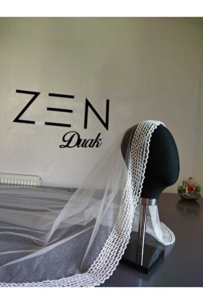 ZEN DUVAK طرحة زفاف مطرزة باللؤلؤ اللامع
