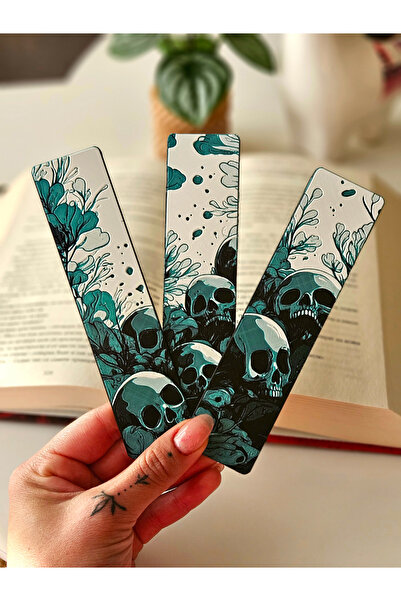 Anka Atolye مجموعة من 3 فواصل كتب على شكل جمجمة - فواصل كتب ذات طابع القوطي و...