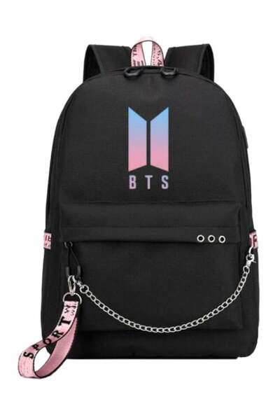 fun zone Generic BTS Series School Backpack For Laptop 14-Inch Black