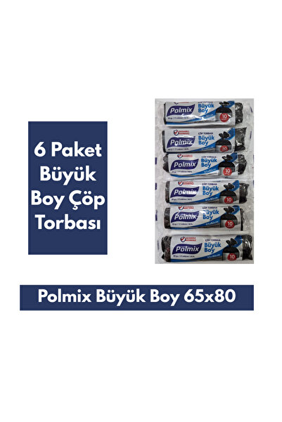 Polmix Büyük Boy Çöp Torbası 65x80 6 paket x 10 adet = 60 adet