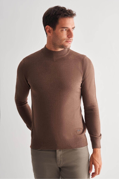 İmza Half Turtleneck Comfort Fit Classic Brown Men's Sweater 1012255001