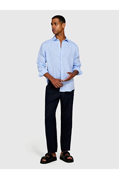 Sisley Чоловіча сорочка з 100% льону, прямий крій 325P5BKUSQ029-SIS901