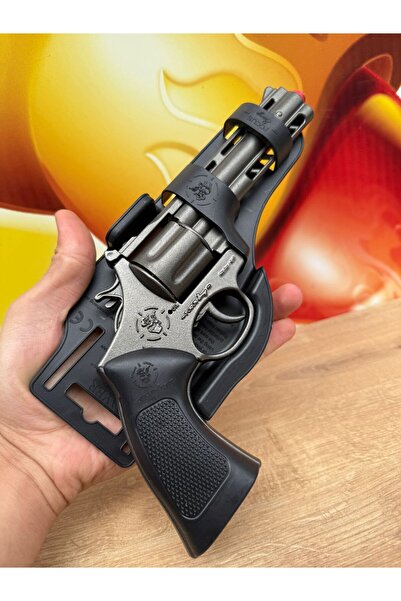 scntoys Kapsül Patlatan Metal Tabanca Füme Revolver Silah 25 Cm Kapsüllü Mantar Tabancası