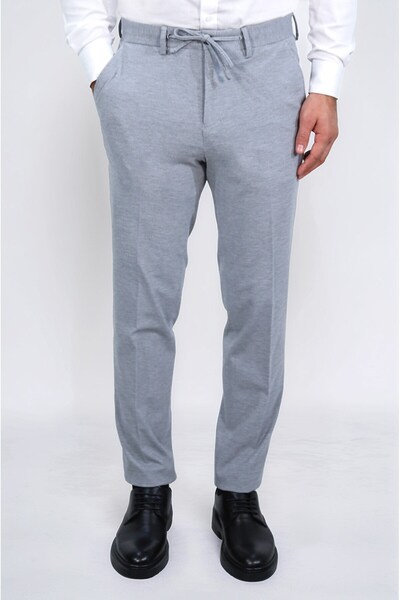 Velvarde Lightly Textured Self-Tie Gray Jogger Single Pants