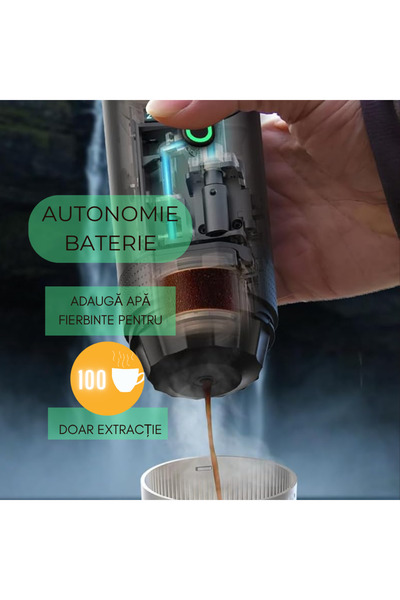 CYUCHELLY Aparat cafea Portabil, Capsule Nespresso, DG +Cafea macinata,Încalzire apa, 20 Bari, Baterie 7500mAh