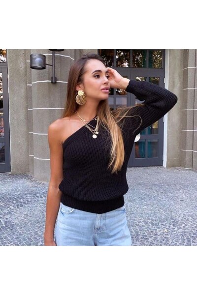 NİCE STYLE KADIN OMUZ DETAY TEK KOL KAZAK