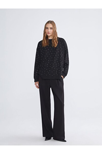 LC Waikiki LCWAIKIKI Basic Taşlı Oversize Kadın Sweatshirt Tunik