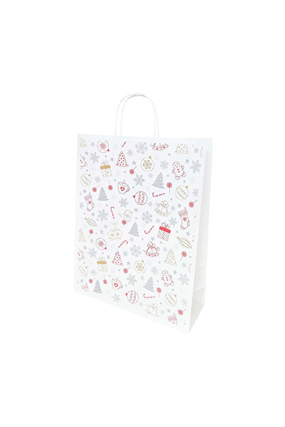 Papette Set 10 buc Pungă Hârtie Kraft cu Model Crăciun Candy Chaos 32 x 41(H) x 12cm