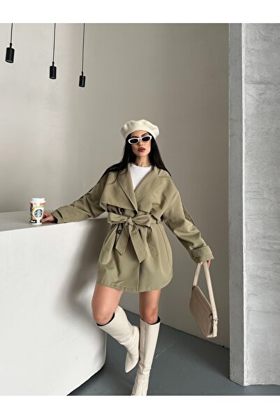 Moda İkra Καμπαρντίνα με ζώνη με κουμπιά Κομψή, άνετη καθημερινή συνδυαστική καμπαρντίνα άνοιξης φθινοπώρου