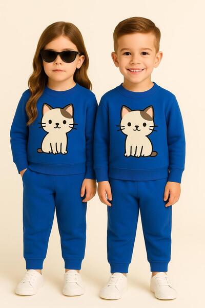 playwear ΜΟΝΟ ΤΕΜΑΧΙΟ Παιδικό Φούτερ με στάμπα γάτας, από ύφασμα 3 κλωστών, β...