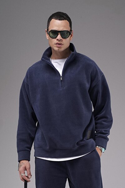 Butik Trend Biz Half Zipper Oversize Fit Fleece Pants Sweatshirt Set