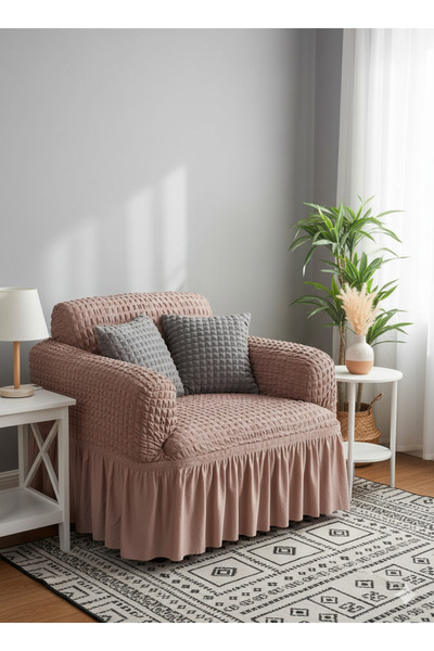 kutlale غطاء كرسي فردي، غطاء أريكة، مطاطي، مرن، مع حافة (قطعة واحدة)