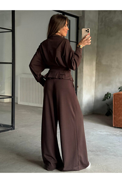 My Blog Barna derékpántos nadrág szett - 7278