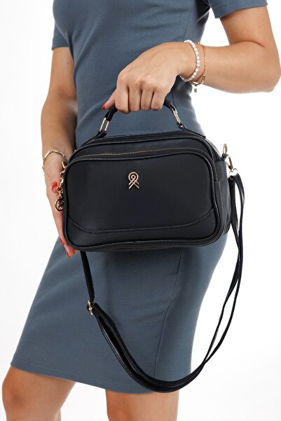 Newish Polo Жіноча чорна сумка на довгих ременях із застібкою-блискавкою для руки та плеча