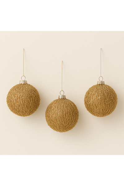 Derin Düşler Christmas Pine Tree Ornament Rose Gold Ball Ornament 8 cm Pack of 3 Rosegold Ball Ornament