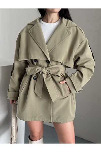 Moda İkra Trench Coat Belted Buttoned Stylish Comfortable Casual Combination Spring Autumn Trench Coat