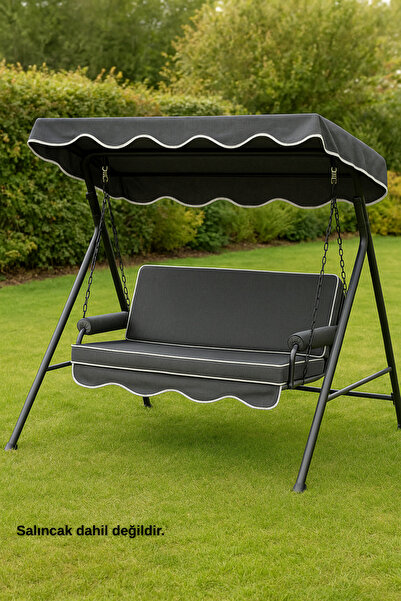 zishtekstil Keten Kumaş Süngerli Gölgelikli 3 Kişilik Salıncak Minderi 8 cm