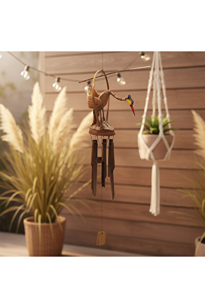 Wolawood Large Size Bamboo Stork/Cranes Wind Chime Handmade Gift Authentic Ga...