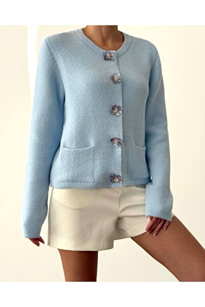 OYERGA MODA Kadın Papatya Düğmeli Şık Hırka