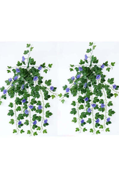 Artificiale Rolio Set 2 Plante Artificiale Agățătoare Zorele (Morning Glory) 90cm – Decor - Albastru