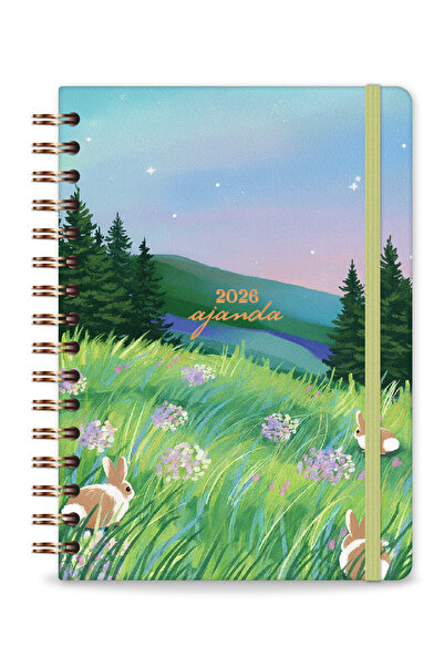 PAPERORA 2026 A5 Spiralli Renkli Haftalık Ajanda 12 Aylık – Motivasyon Sayfalı Manzara