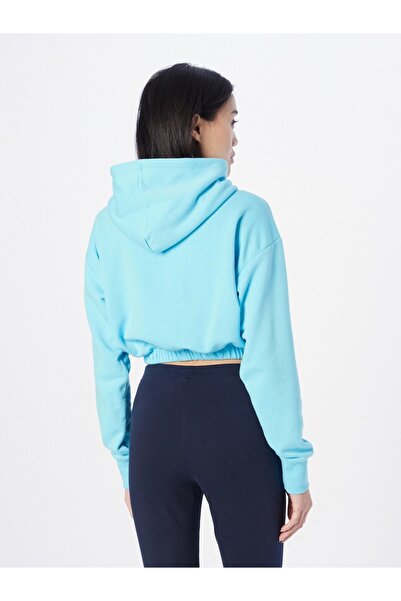 Champion Women's light blue cropped sweatshirt
