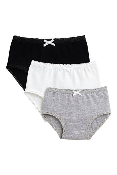 Victor and Jane By Styli Pack of 3 - Girls Solid Briefs with Bow Detail