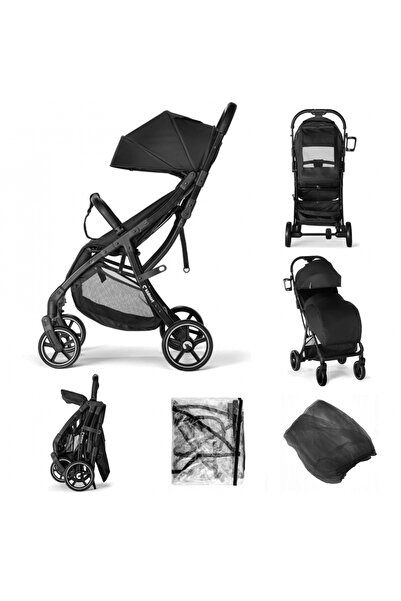 Kidnort Baby stroller, Fjallrav Black, with compact folding, full suspension,...