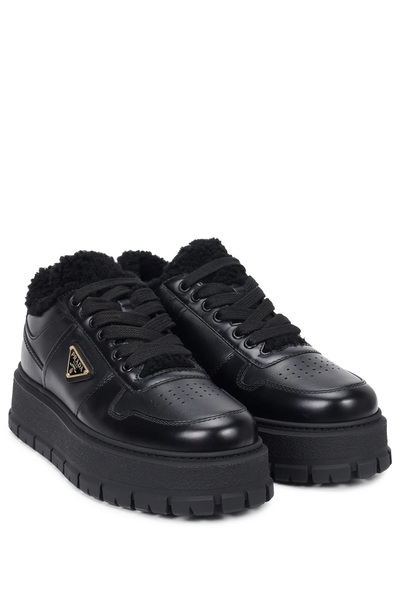 Prada Sport Metal Logo Black Fur Sneakers